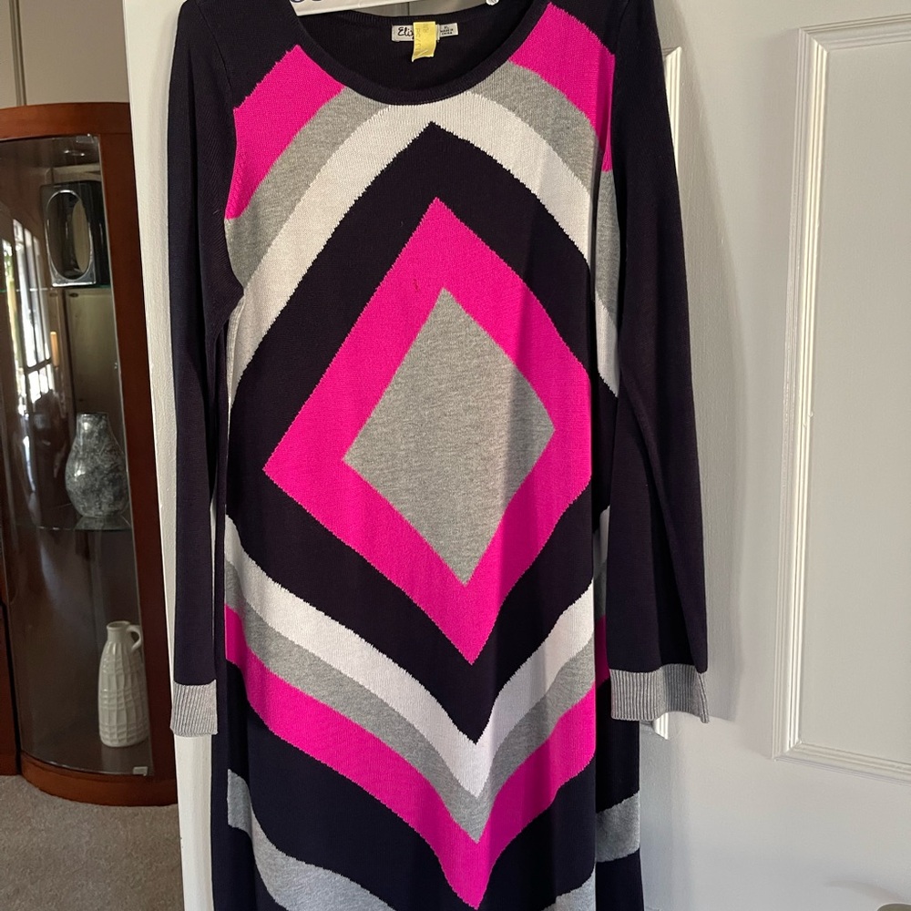 Zara Pink and Black Long Sleeve Dress